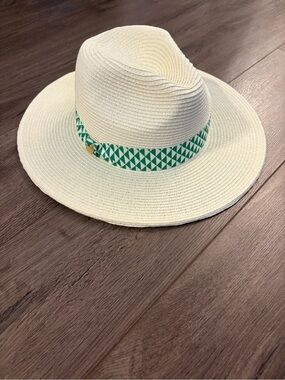 2026 Masters Cream Straw Hat with Green Geometric Band